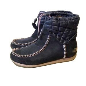 The North Face Thermoball Bootie Evo Boots suede quilted navy purple size 6